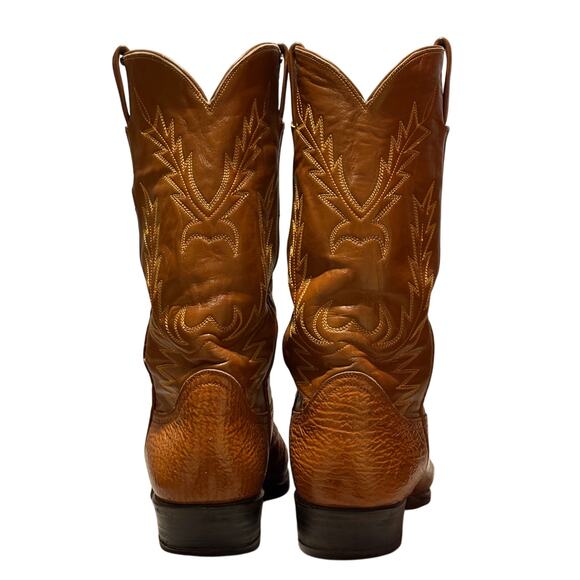 Handmade in Mexico Size 10.5 Western Cowboy Boots Tan Leather - Picture 8 of 10
